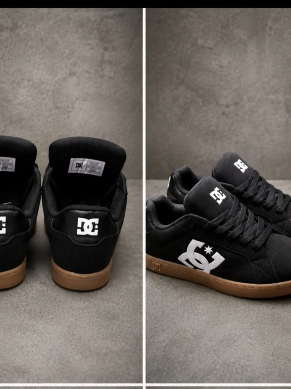 DC Men’s Court Sneaker in Black with Gum Sole